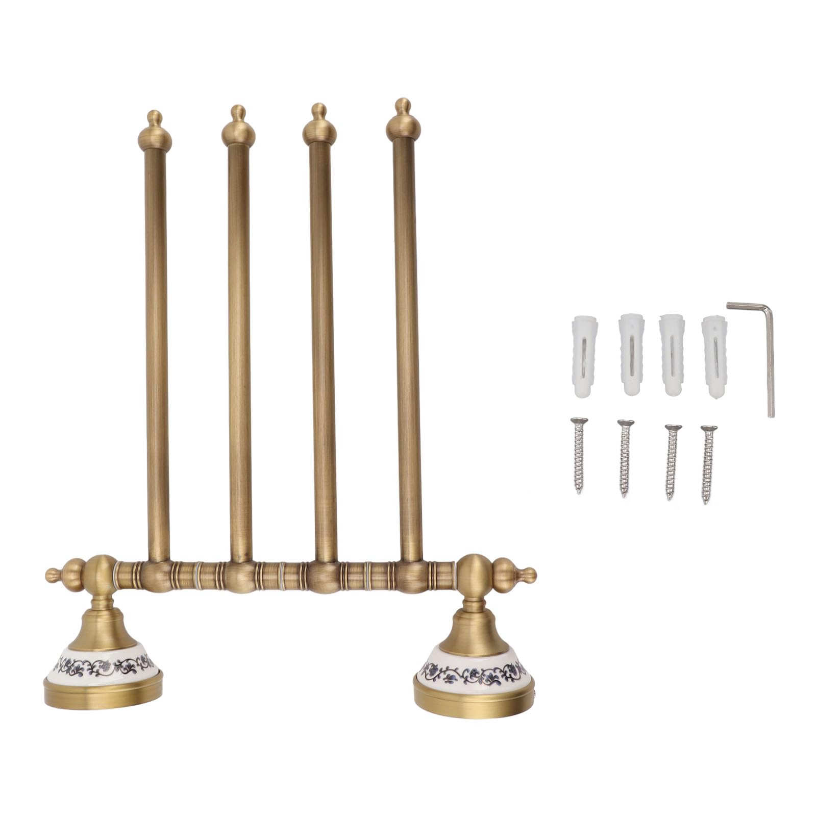 Amazon｜回転タオルバー、アンティーク真鍮スイングタオルラック、回転